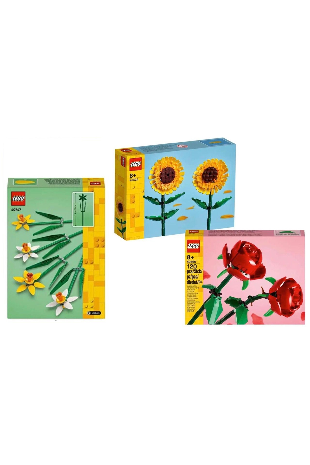 ست گل سه‌تکه: رز – آفتابگردان – نرگس