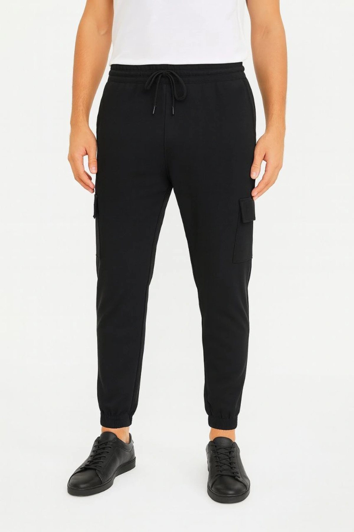 pilelistore Siyah Jogger Eşofman Altı Rahat Kalıp, Kargo Cepli, Lastikli Paça, Günlük Spor Pantolon - Siyah fotoğrafı 7 (önizleme)
