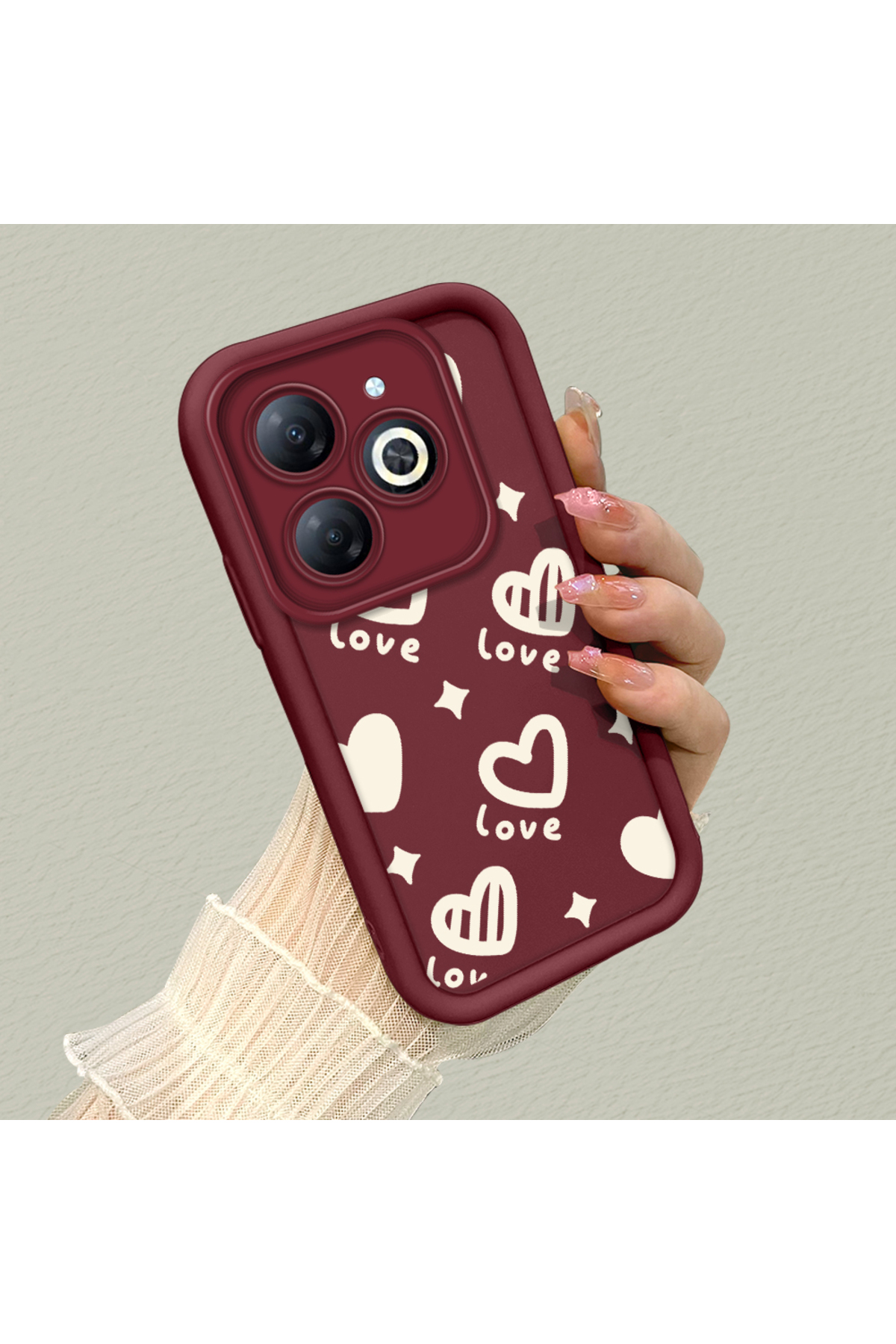Tecno Spark 20/20C Compatible Silicone Material Shockproof Simple Claret Red Phone Case