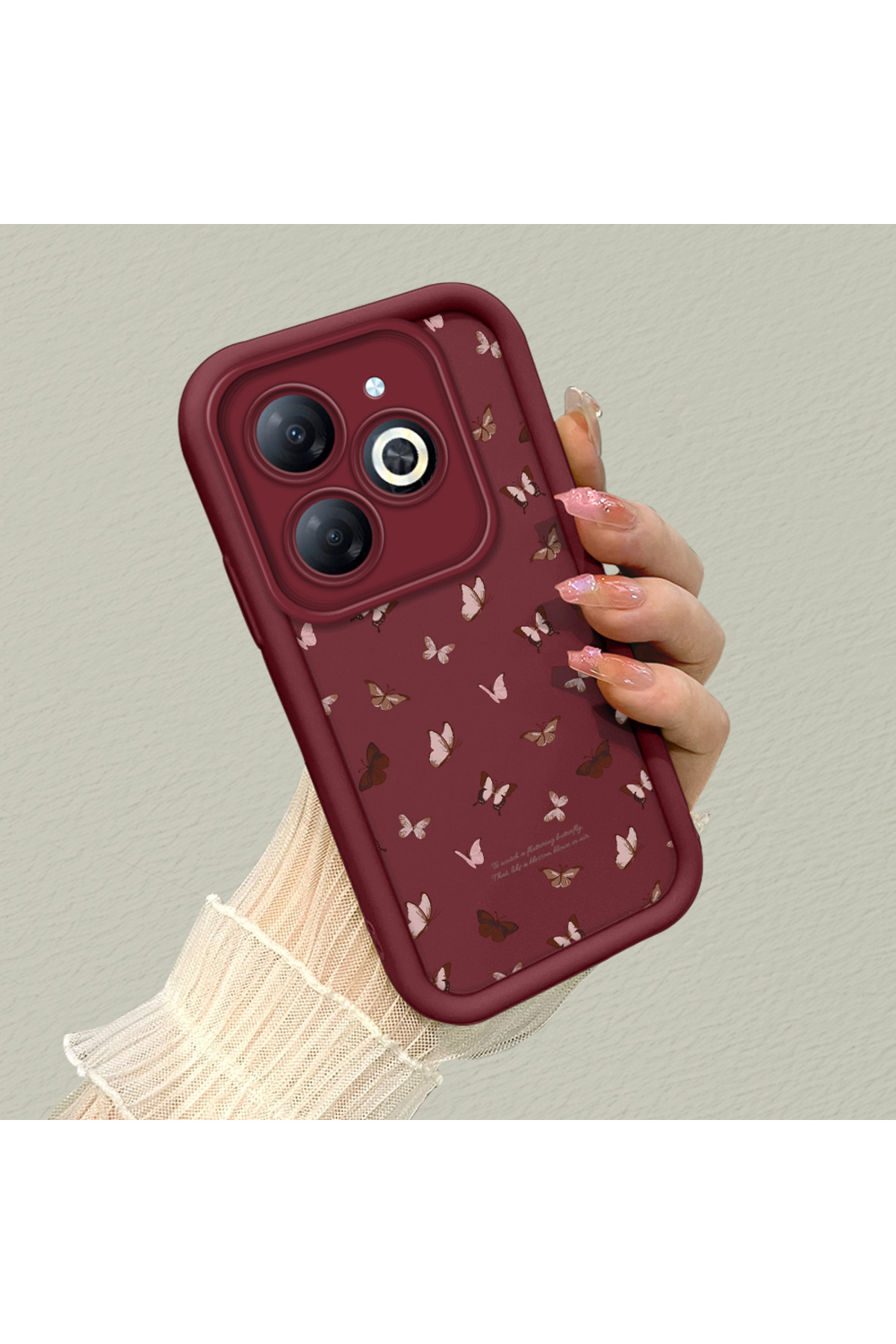 Tecno Spark 20/20C Compatible Silicone Material Shockproof Simple Claret Red Phone Case