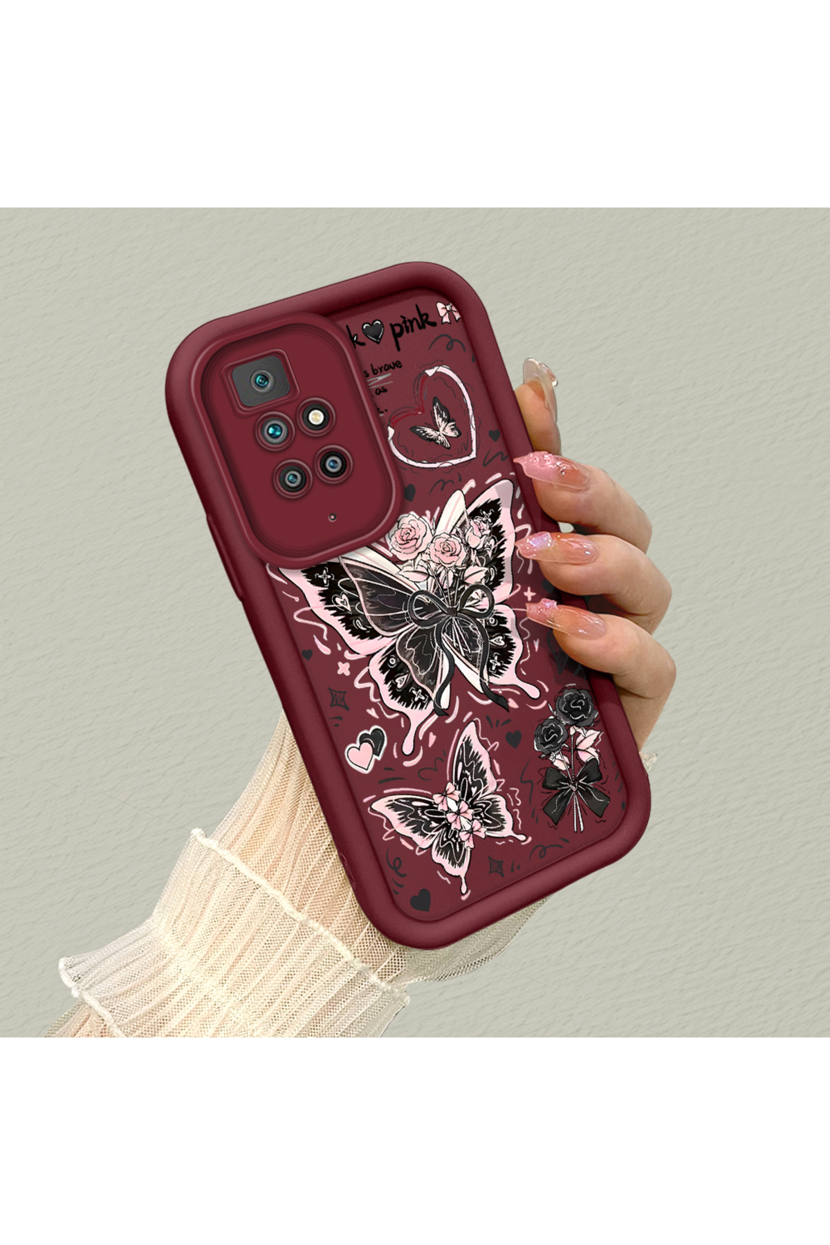 Xiaomi Redmi 10 2022 Compatible Silicone Material Shockproof Simple Claret Red Phone Case