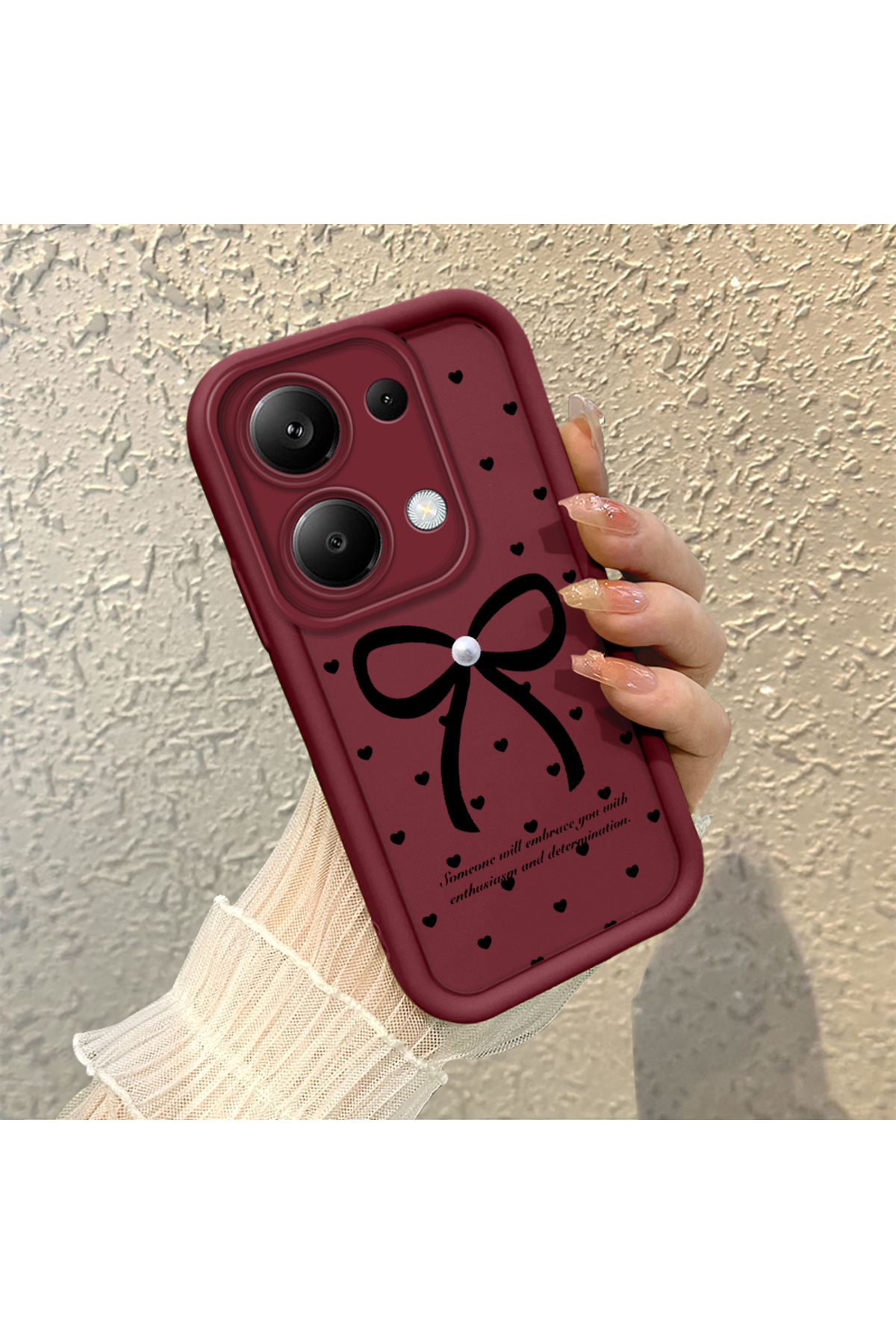 Xiaomi Redmi Note 13 Pro 4G Compatible Silicone Material Shockproof Simple Claret Red Phone Case