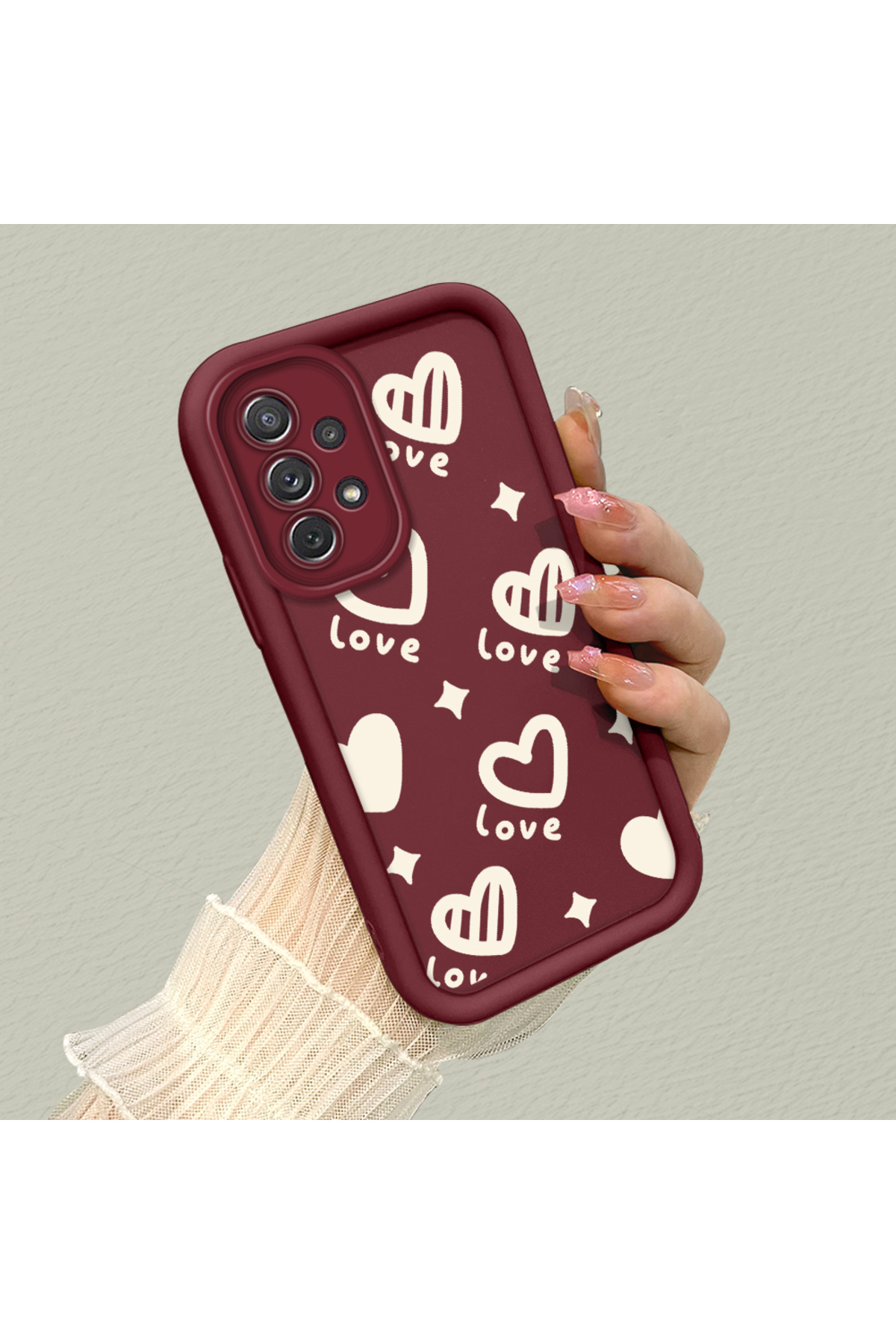 Samsung Galaxy A72 Compatible Silicone Material Shockproof Simple Claret Red Phone Case