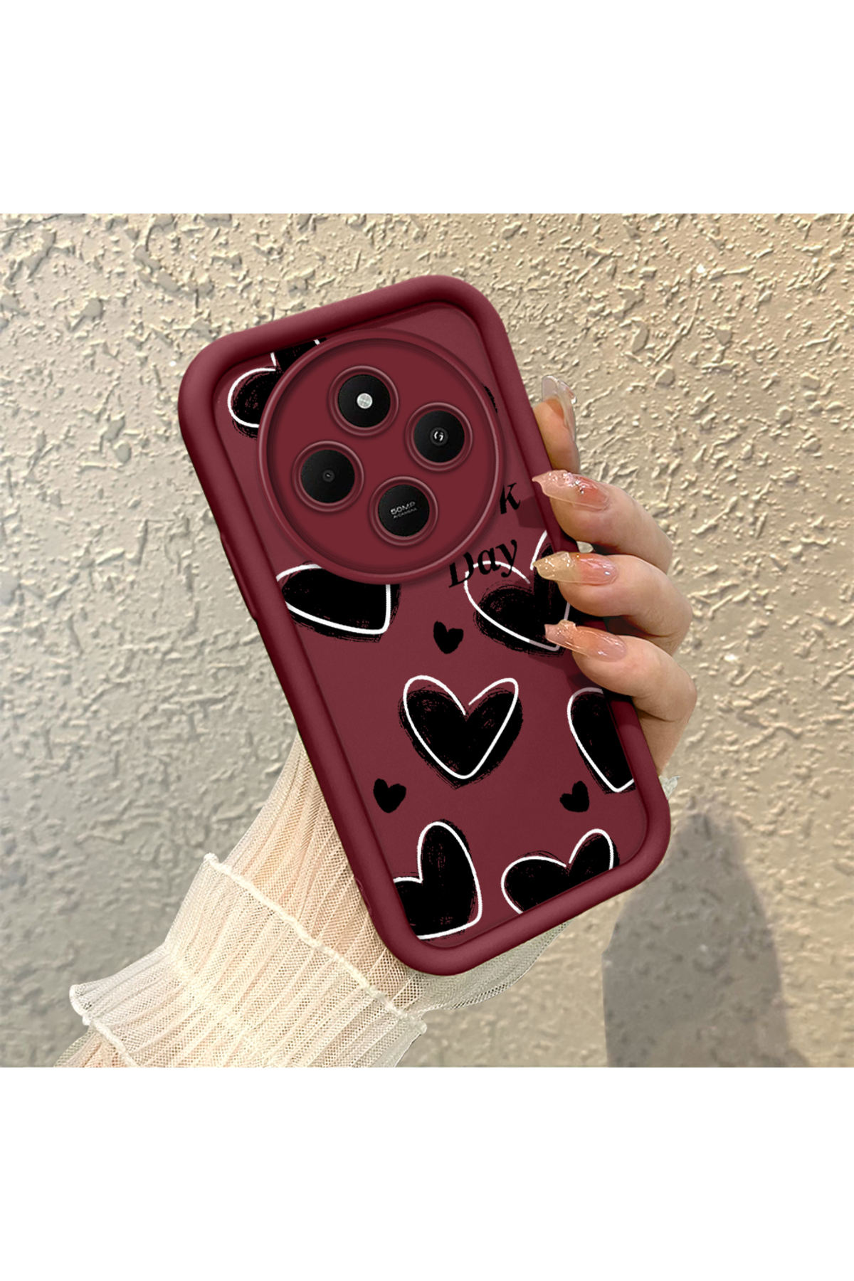 Xiaomi Redmi 14c Compatible Silicone Material Shockproof Simple Claret Red Phone Case