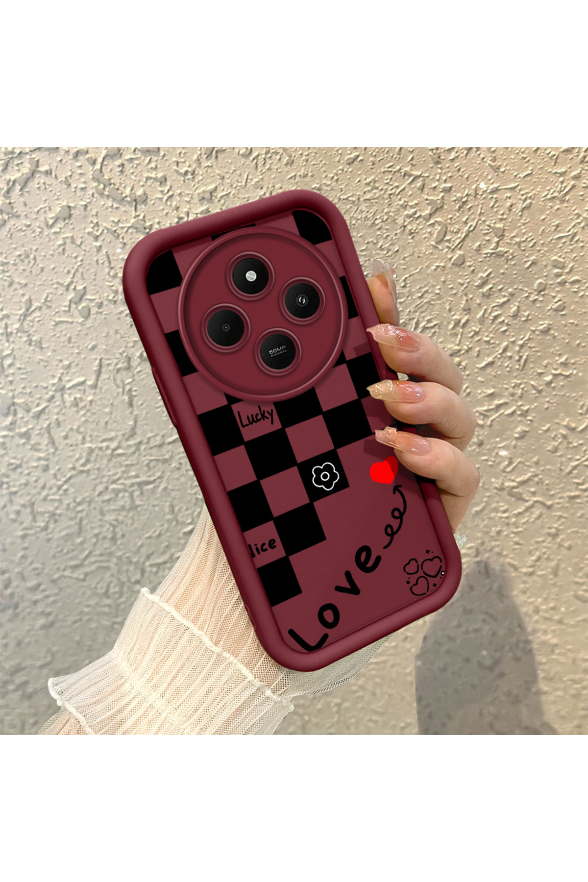 Xiaomi Redmi 14c Compatible Silicone Material Shockproof Simple Claret Red Phone Case