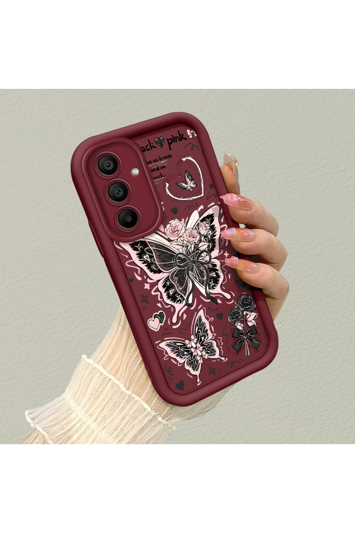 Samsung Galaxy A15 Compatible Silicone Material Shockproof Simple Claret Red Phone Case