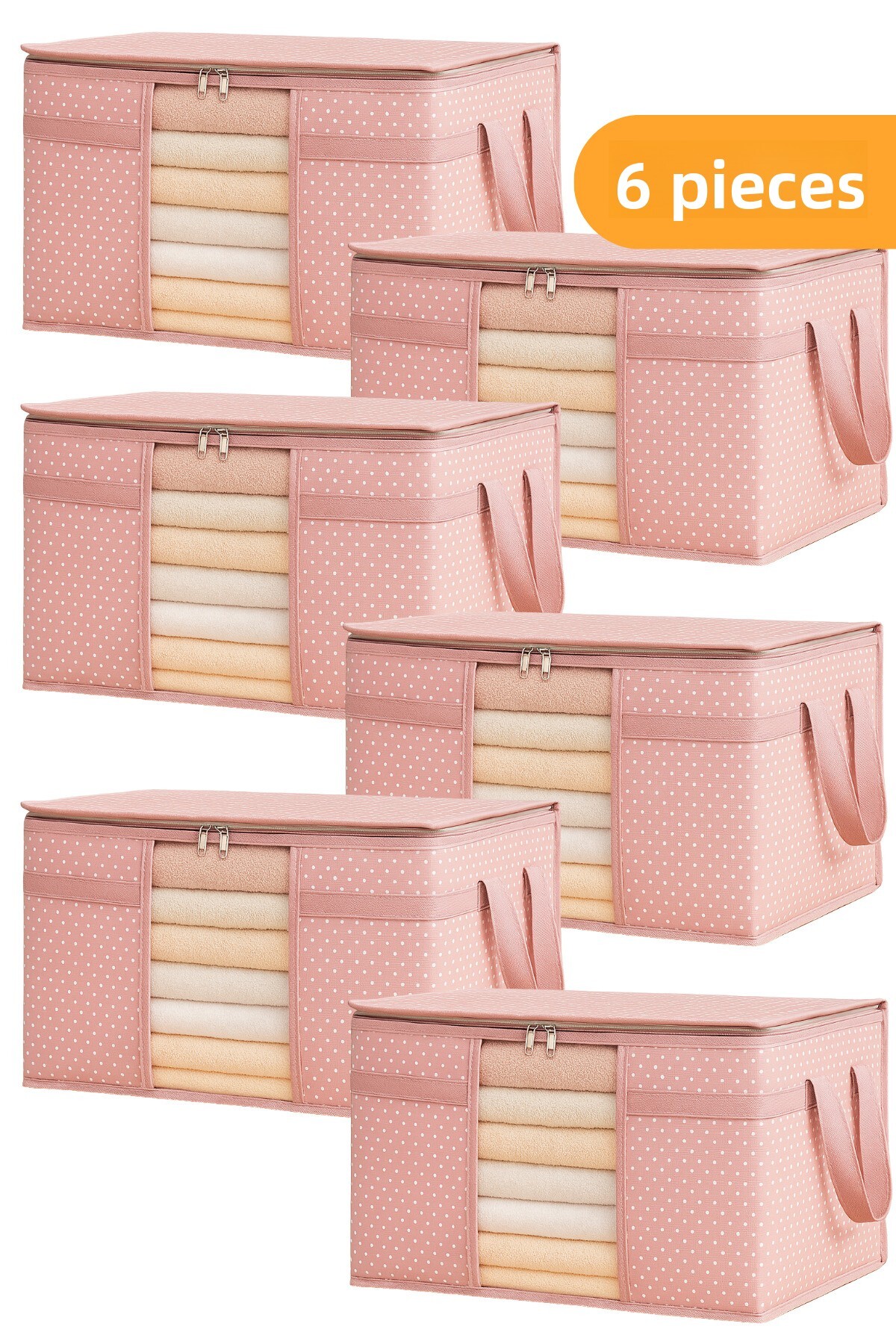 Serstil 6 τεμάχια - Φούτερ με παράθυρο 45 X 40 X 30 εκ. - Ροζ με στίγματα