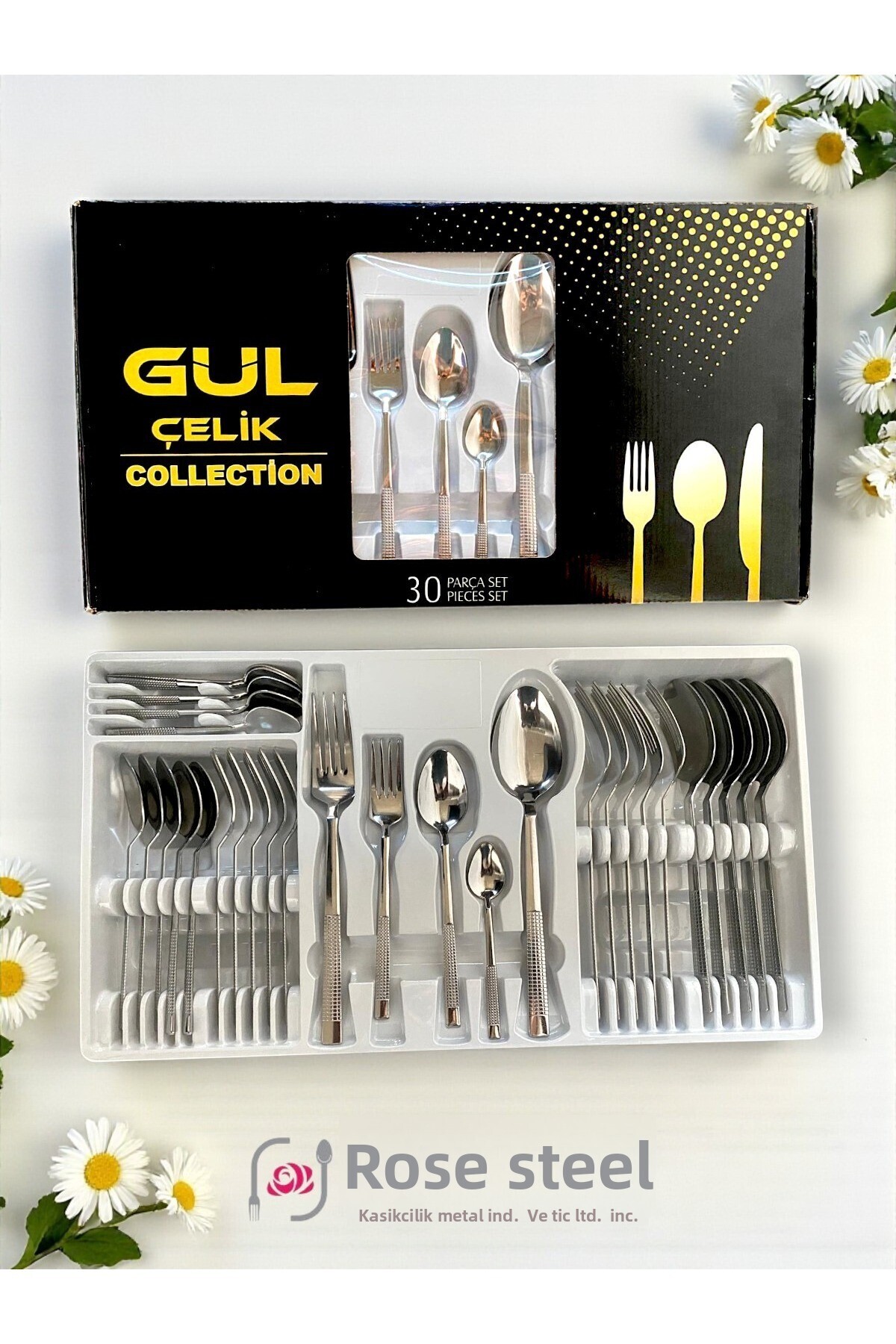 KAVEH 30 Piece Cutlery Set for 6 People with Straw Model Box