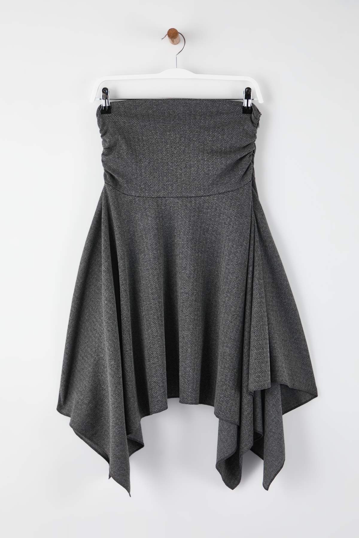 Trendyolmilla  Antrasit Jakarlı Skater Asimetrik Midi Örme Etek TWOAW26ET00161 - Görsel 6