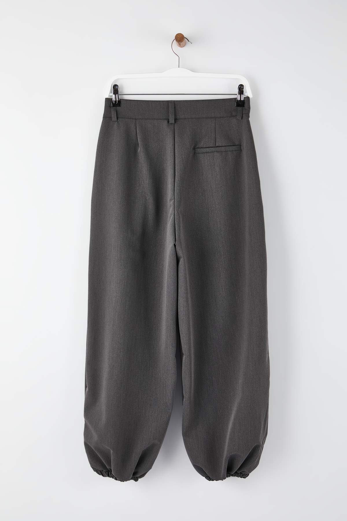 Trendyolmilla  Gri Yüksek Bel Dokuma Şalvar Pantolon TWOAW26PL00169 - Görsel 7