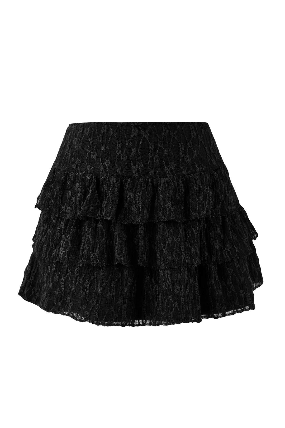 Trendyolmilla  Siyah Düz Ekstra Kısa / Süper Mini Örme Dantel Party Etek TPRAW26ET00015 - Görsel 5