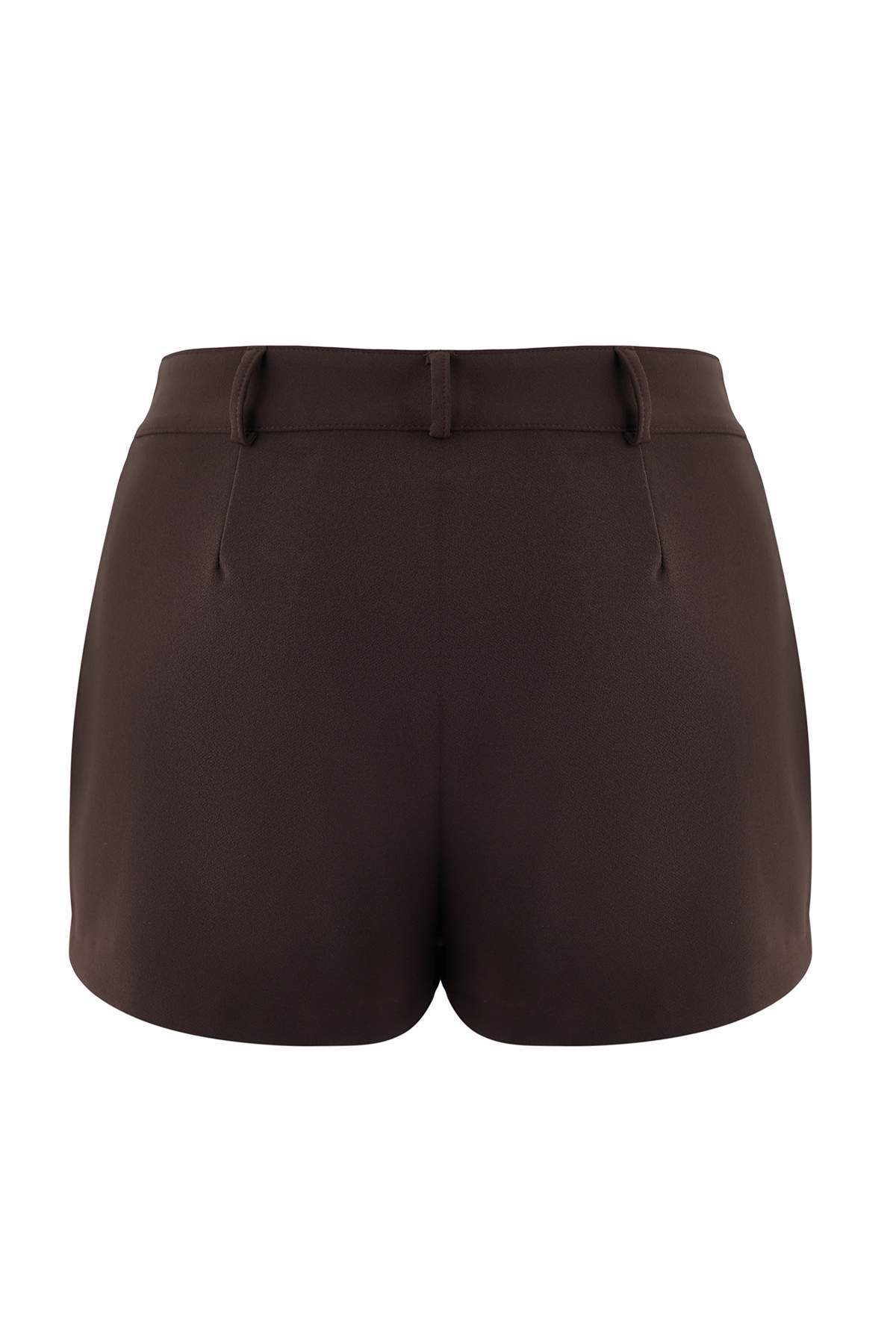 Trendyolmilla  Koyu Kahverengi Süper Mini Cep Detaylı Dokuma Şort TPRAW26SR00001 - Görsel 6