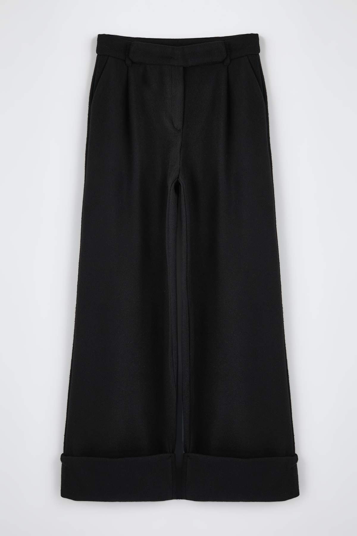 Trendyolmilla  Siyah Wide Leg/Geniş Paça Yüksek Bel Dokuma Pantolon TWOAW23PL00302 - Görsel 5