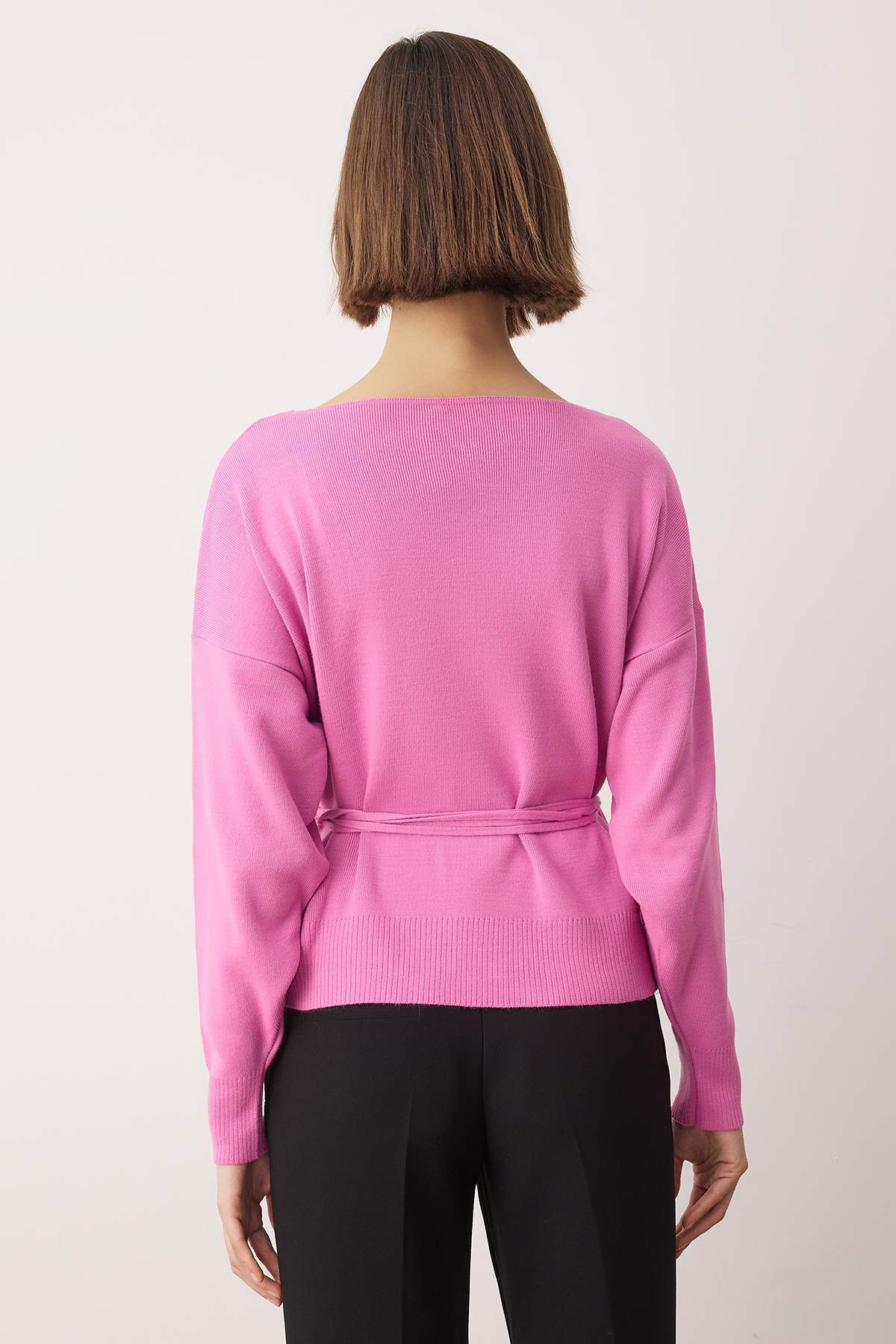 Trendyolmilla  Pembe Kruvaze Yaka Triko Hırka TEDAW25HI00025 - Görsel 4