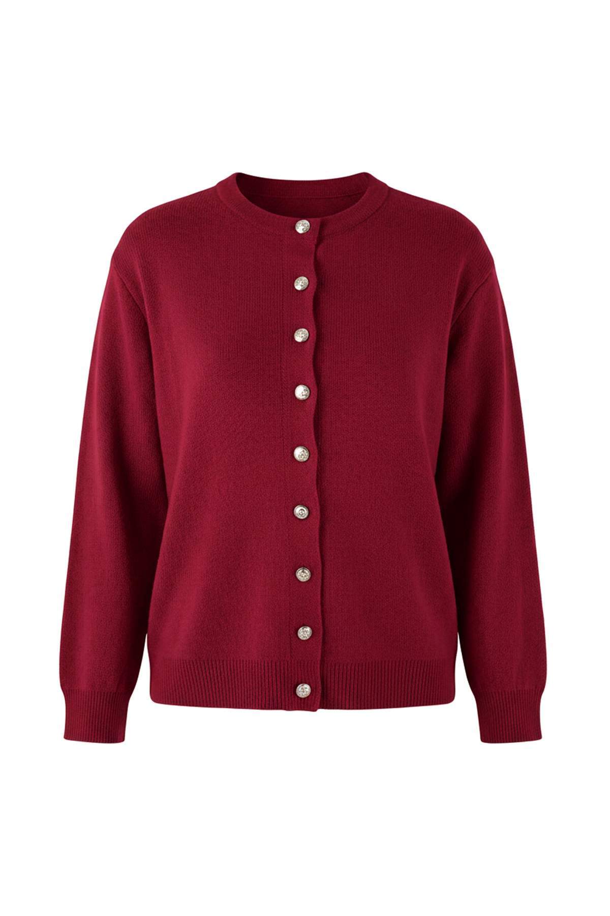 Trendyolmilla  Bordo Basic Hırka-Bluz 2'li Takım Triko Hırka TBBAW26AV00046 - Görsel 3