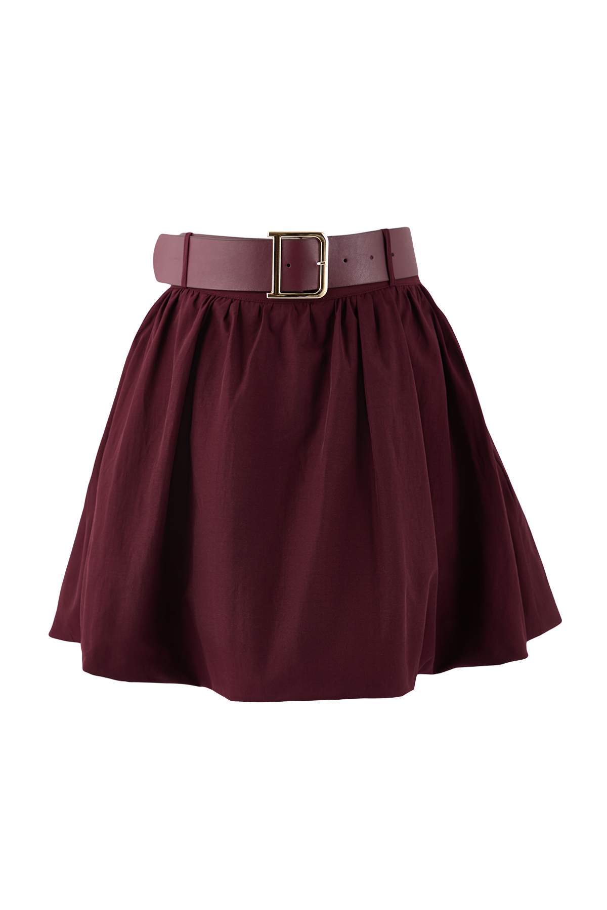 Trendyolmilla  Bordo Düz Ekstra Kısa / Süper Mini Dokuma Terrycotton Party Etek TPRAW26ET00003 - Görsel 5