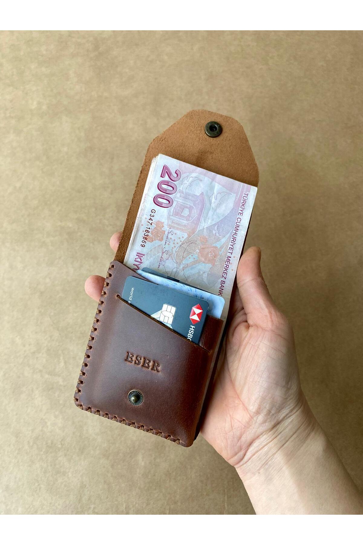 ALESTA LEATHER (Named) Modern Men's Wallet Card Holder - Genuine Leather Handmade