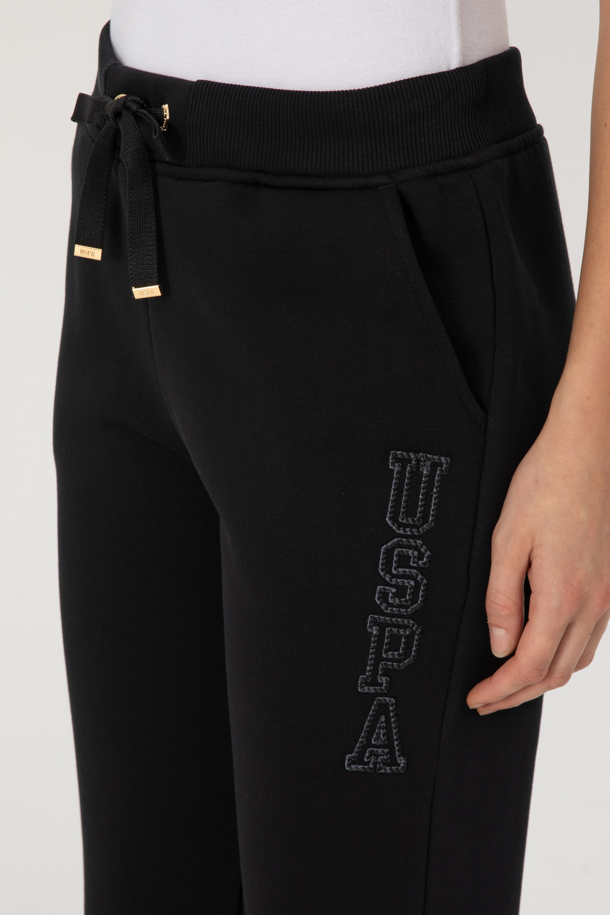 U.S. Polo Assn. Kadın Siyah Şardonlu Eşofman Altı 50313583-VR046 görsel 5