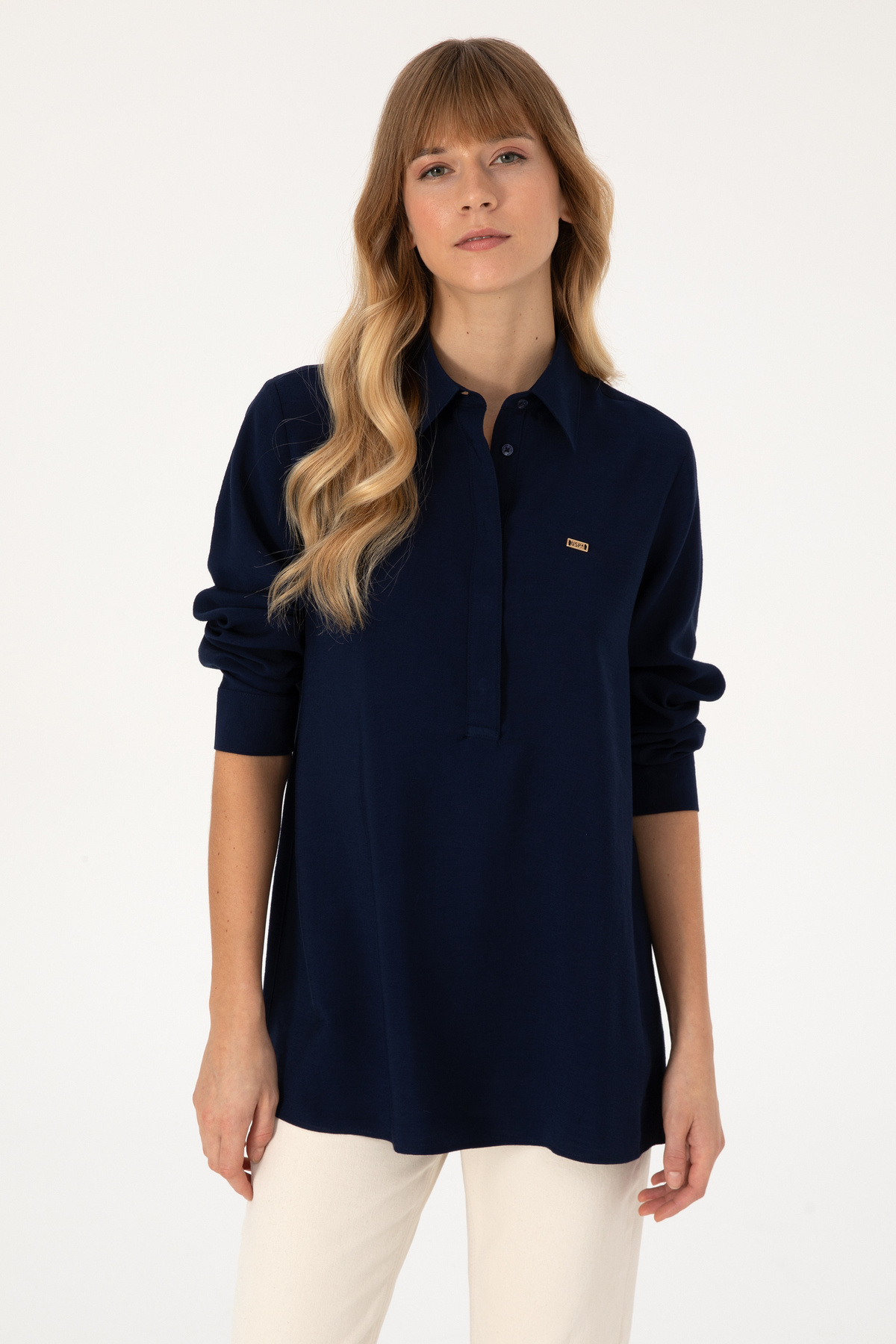 U.S. Polo Assn. Kadın Lacivert Uzun Kollu Gömlek 50316411-VR033