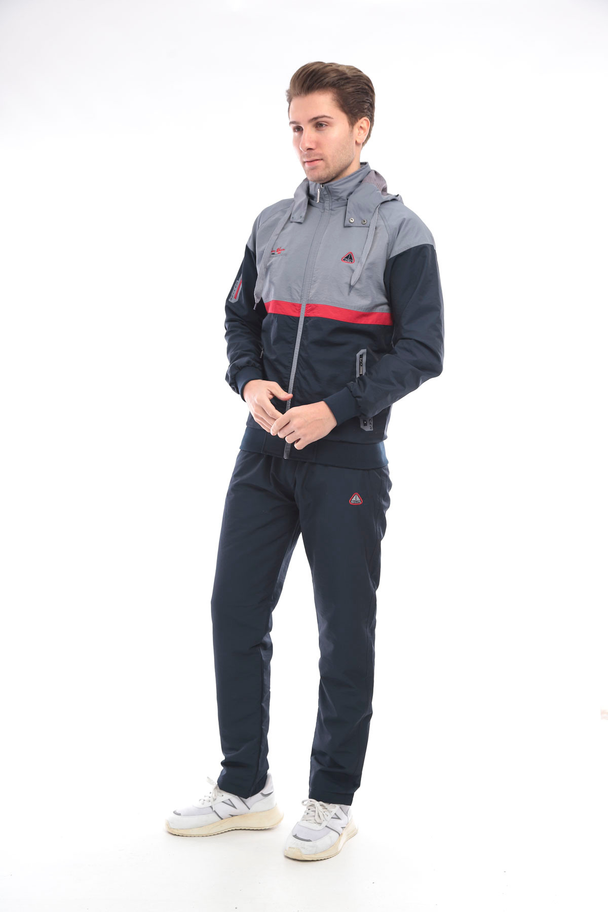 Twill Penye Kumaş Çıkma Kapüşonlu Erkek Spor Eşofman Takımı 4354 — سرمه‌ای — تصویر 7 از 9