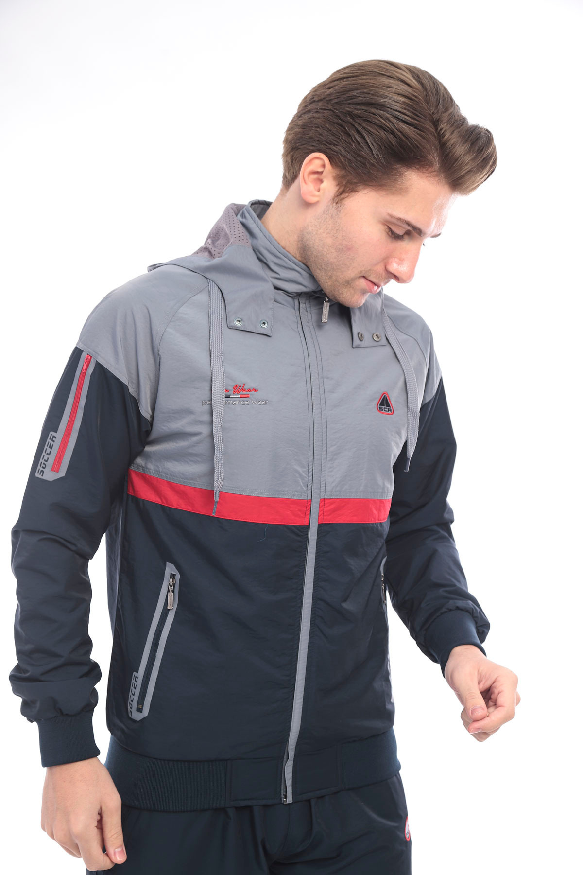 Twill Penye Kumaş Çıkma Kapüşonlu Erkek Spor Eşofman Takımı 4354 — سرمه‌ای — تصویر 9 از 9