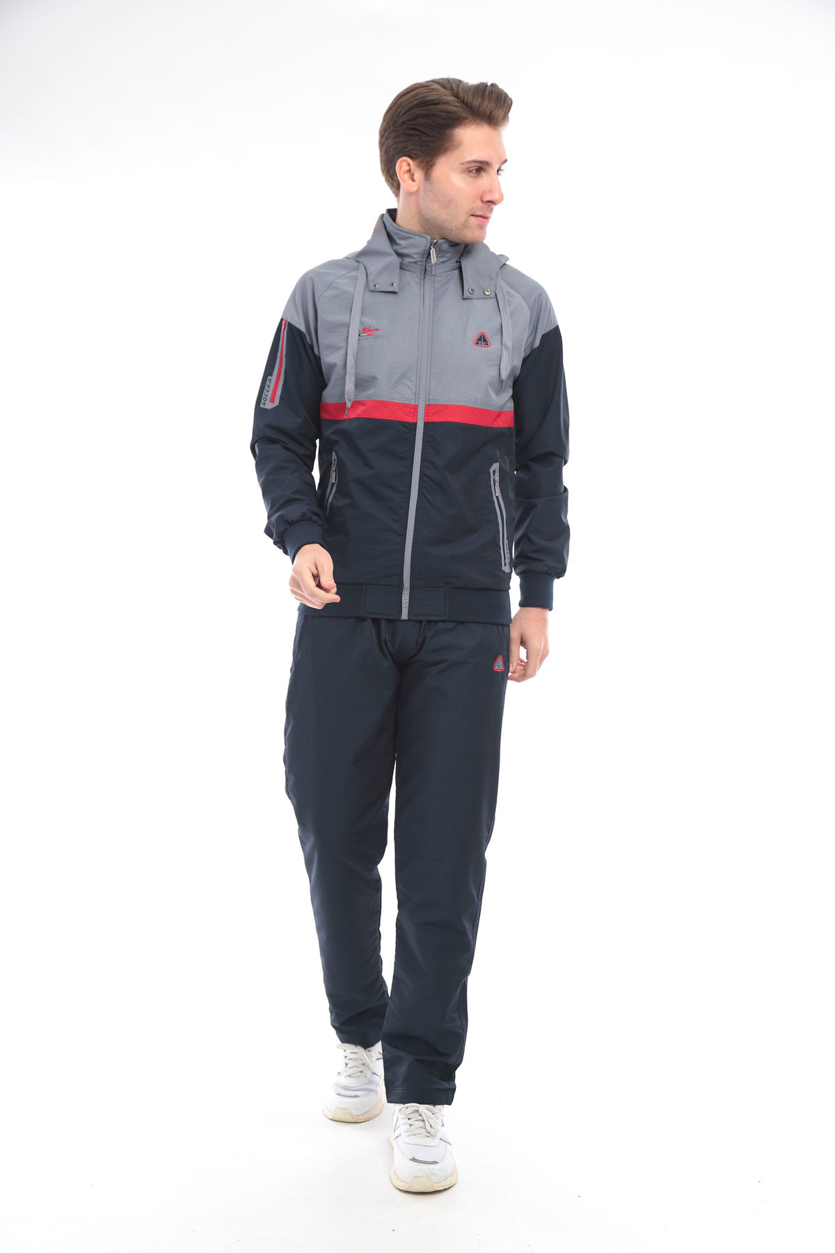 Twill Penye Kumaş Çıkma Kapüşonlu Erkek Spor Eşofman Takımı 4354 — سرمه‌ای — تصویر 6 از 9