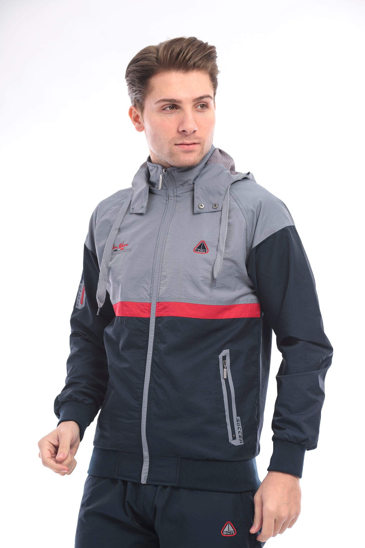 Twill Penye Kumaş Çıkma Kapüşonlu Erkek Spor Eşofman Takımı 4354 — سرمه‌ای — تصویر 8 از 9