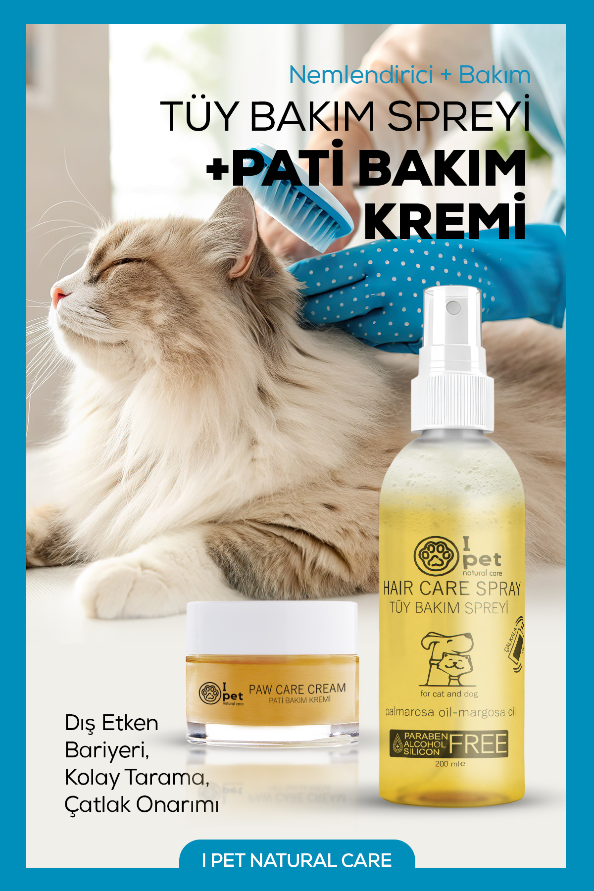 I PET NATURAL CARE Kedi Köpek Tüy Parlatıcı ve Kolay Tarama Spreyi