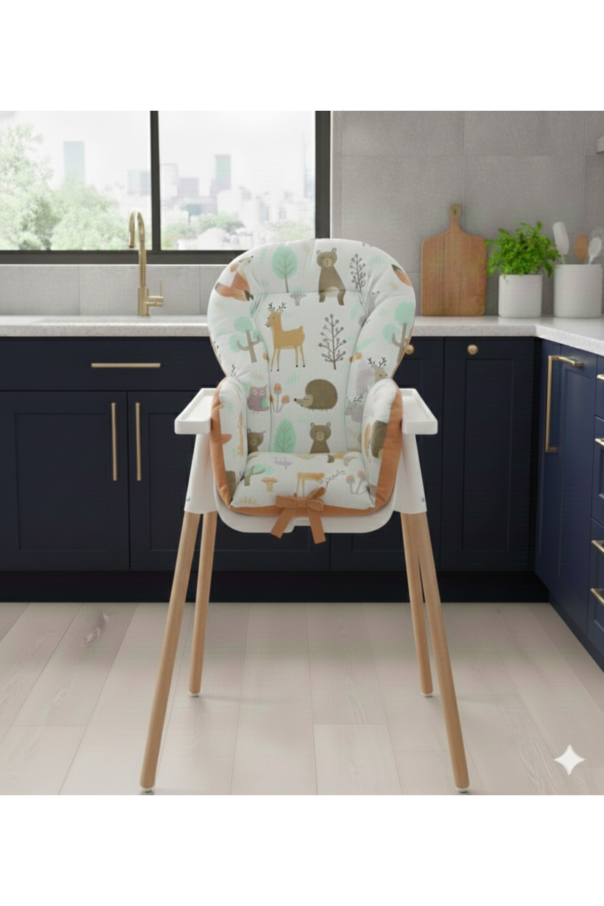 Wenaris %100 Pamuk Kumaş Çift Taraflı Bebek Mama Sandalyesi Minderi( Kemer Geçme Yerleri Mevcuttur) fotoğrafı 2 (önizleme)