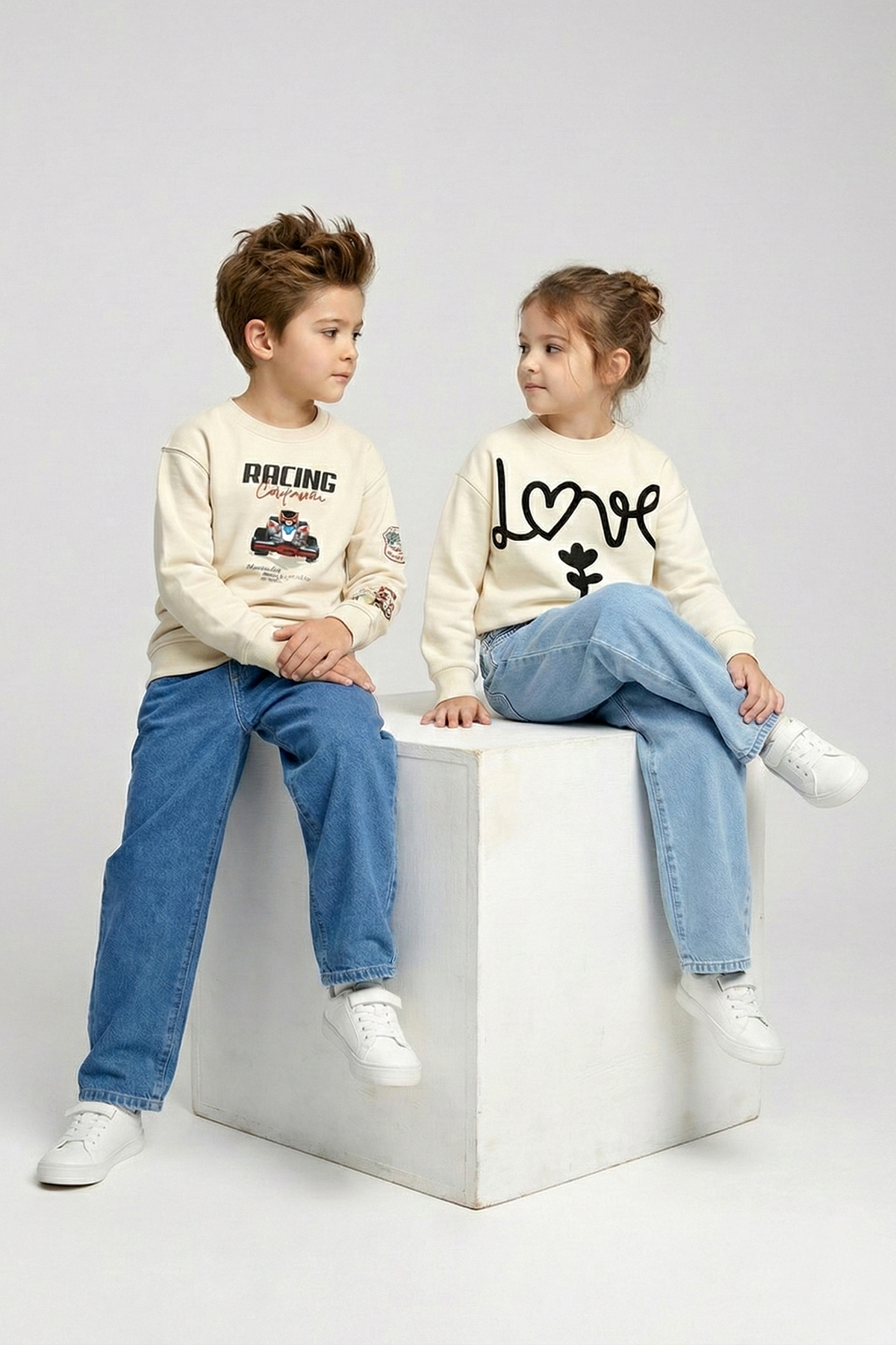 Shopmins Beli Lastikli Çıtçıtlı 2'li Kız Erkek Çocuk Unisex Jean Kot Pantolon Bebe fotoğrafı 2 (önizleme)