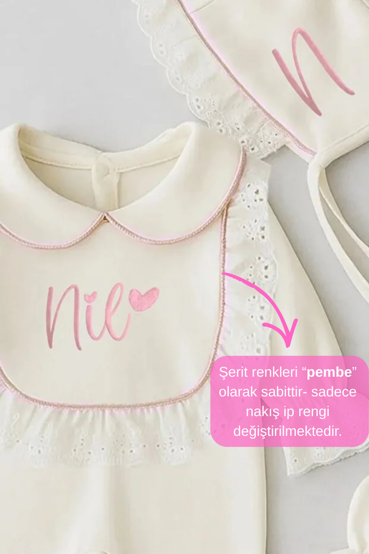 Minytrendy Kız Bebek İsim Nakışlı Yenidoğan Tulum Takım Vintage Fistolu Boneli Hastane Çıkışı Mevlüt Kıyafeti fotoğrafı 2 (önizleme)