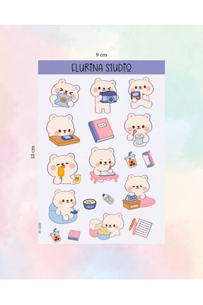 Flurina Studio Kawaii Polar Bear Sticker Sayfası BEYAZ KAĞIT