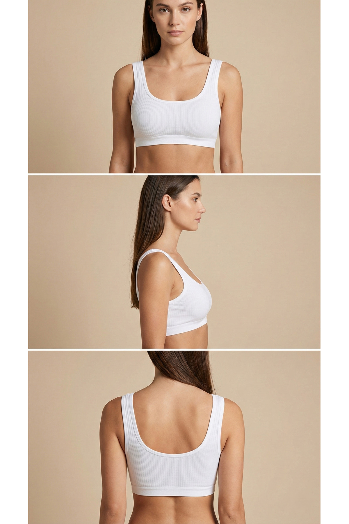 underwear bodyway  5'li Fırsat Paket Fitilli Crop Atlet Seti, Kalın Askılı Pedli Büstiyer, Yarım Atlet - Görsel 9