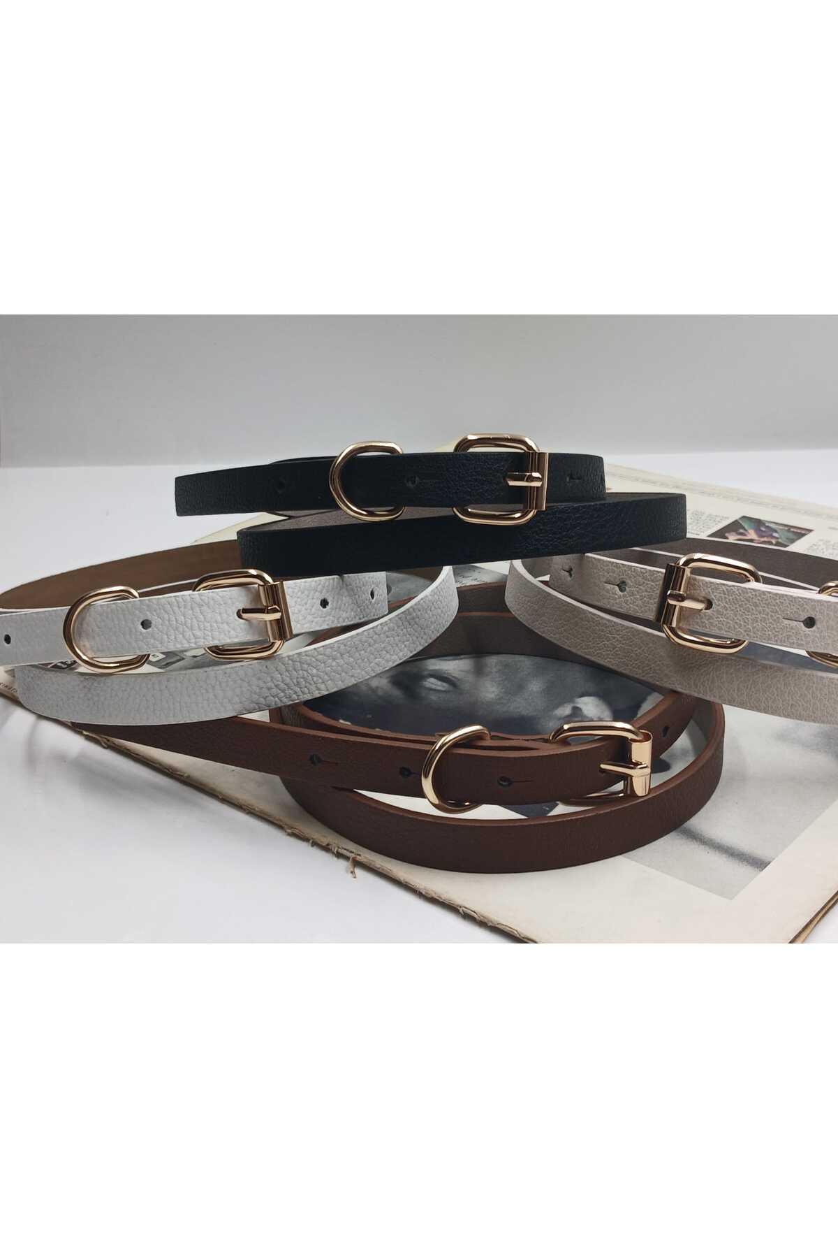 Genel Markalar  Kadın Basic 4'lü 1,5cm Set kadın pantolon kemeri, elbise kemeri, ceket kemeri - Görsel 4