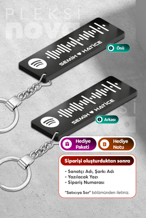 Pleksinova Kişiye Özel Sevgiliye Özel Spotify Barkodlu Pleksi Anahtarlık - Çi...