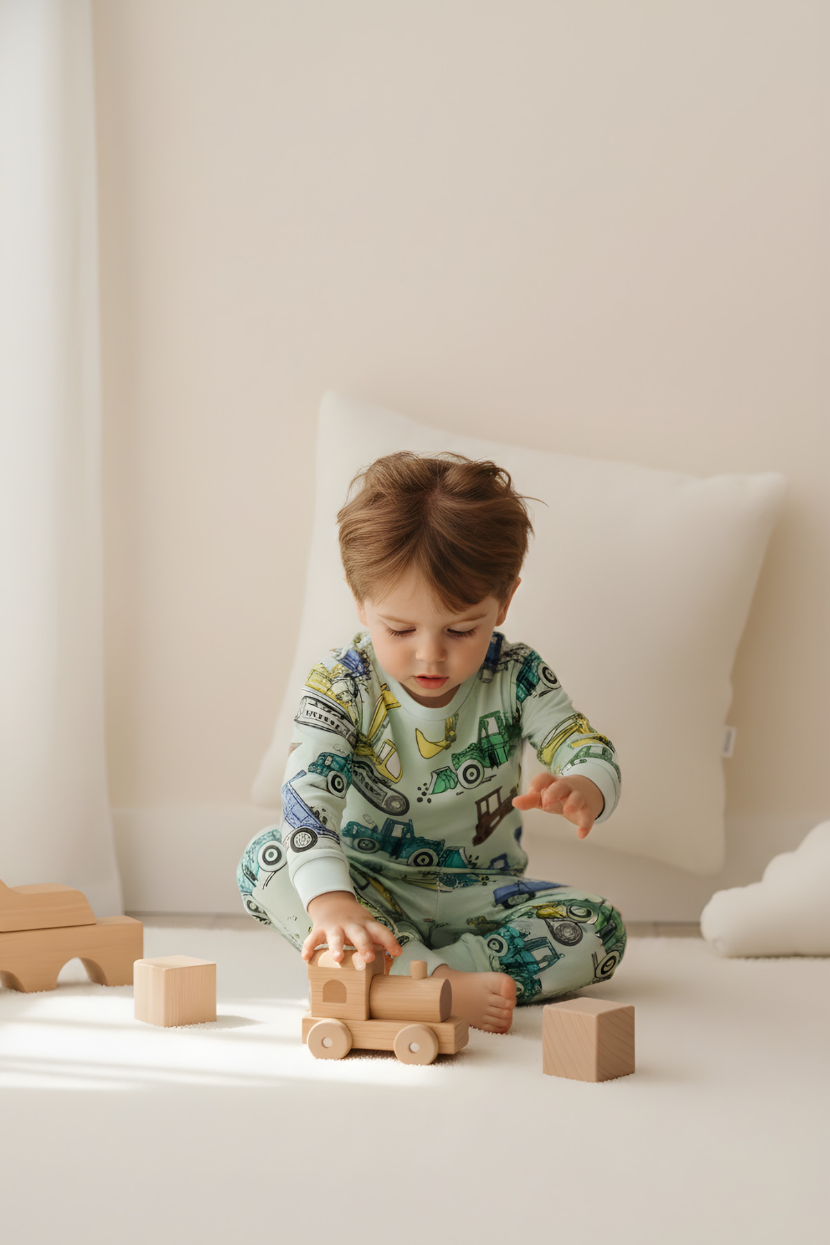 zuzunga Ekskavatör Desenli %100 Pamuk Erkek Çocuk Pijama Takımı fotoğrafı 4 (önizleme)