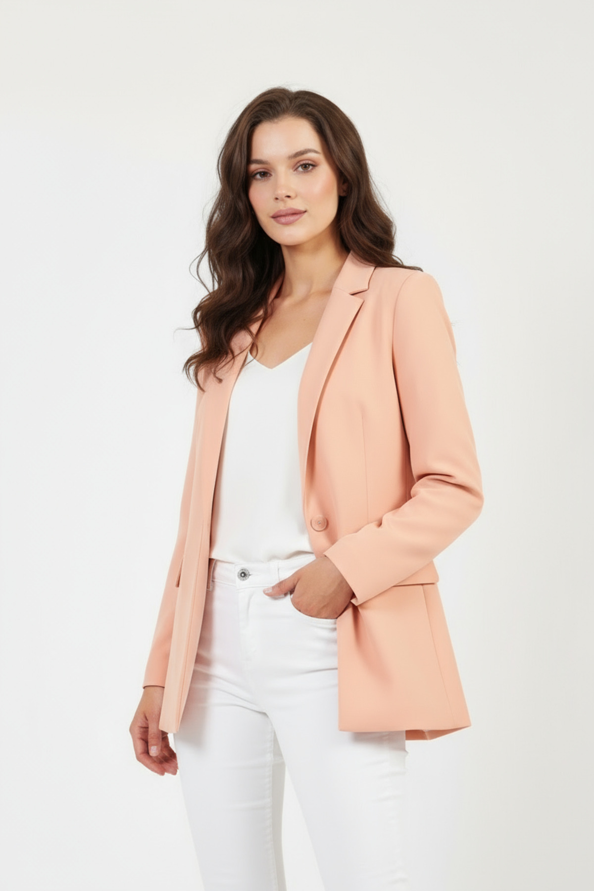 Volanlı  Yavru Ağzı Tek Düğme Ceket - Görsel 2