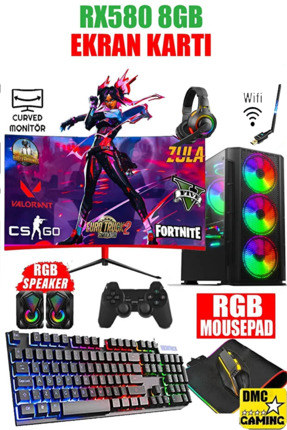 DMC N136 (PUBG,GTA 5) I7 3770,16GB RAM,500GB HDD,256GB SSD,8GB RX580,24"oyunc...
