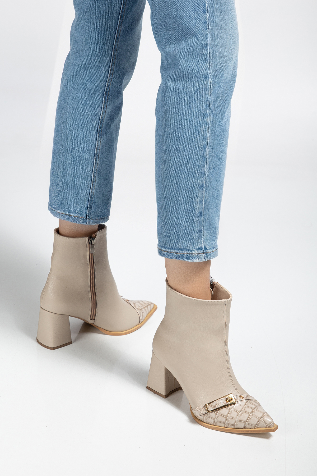 ACMZ SHOES kadın bot tokalı streç görsel 3