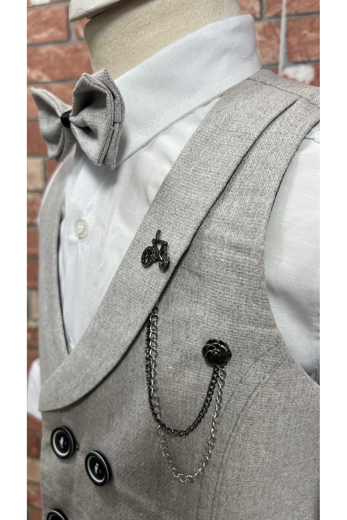 HAYTA Yelek Takım Gömlekli Papyonlu Set 5yaş-14yaş Venedik fotoğrafı 7 (önizleme)