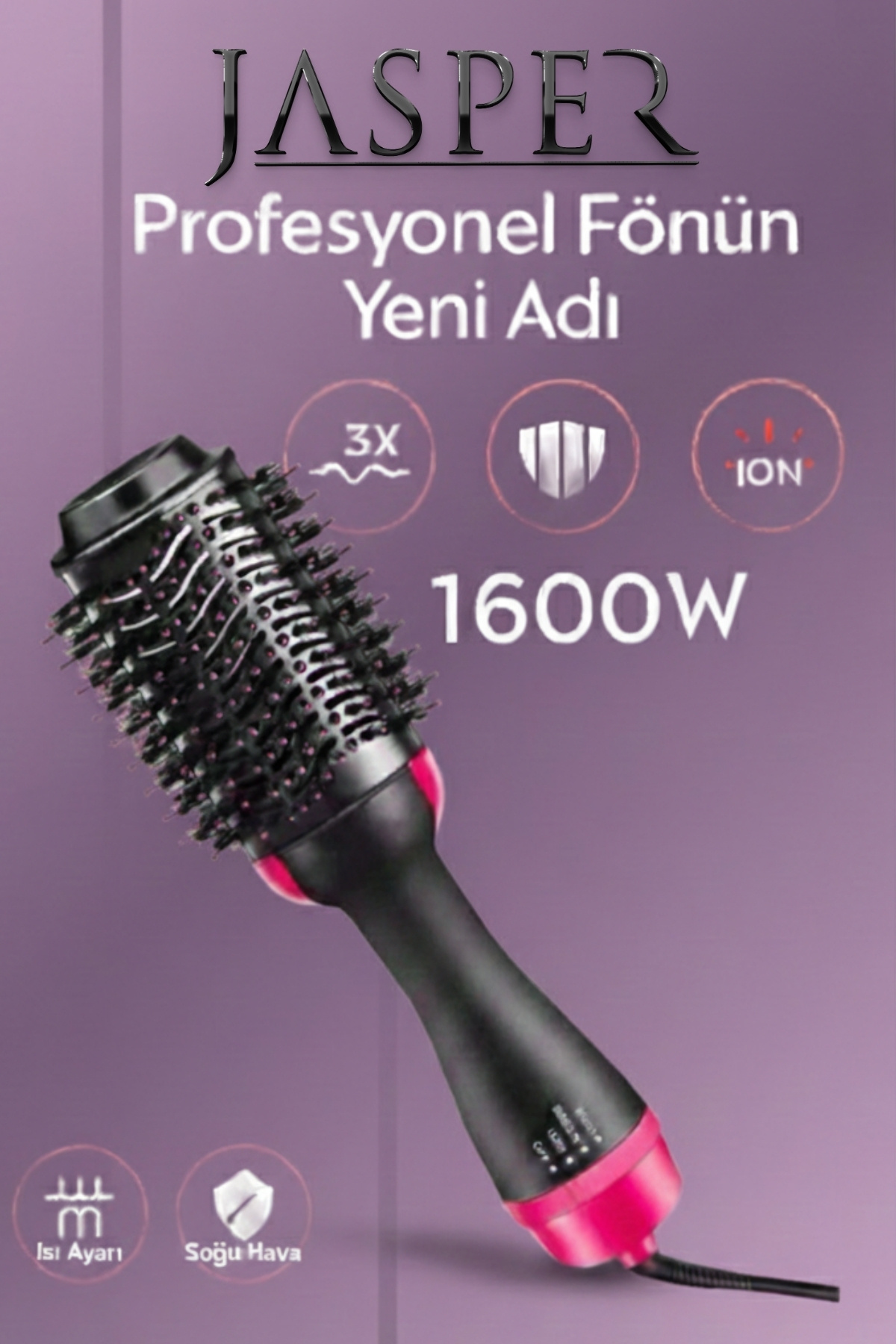 JASPER Saç Şekillendirici Ve Saç Düzleştirici Fön Tarağı