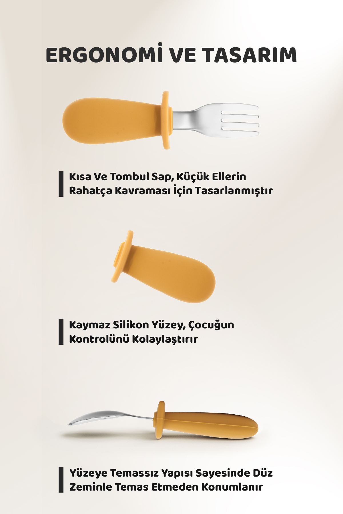 Guqqo Silikon Saplı Bebek Çelik Çatal Kaşık Bıçak Seti, 316L Çelik, BLW, Saklama Kutulu, Turuncu fotoğrafı 2 (önizleme)