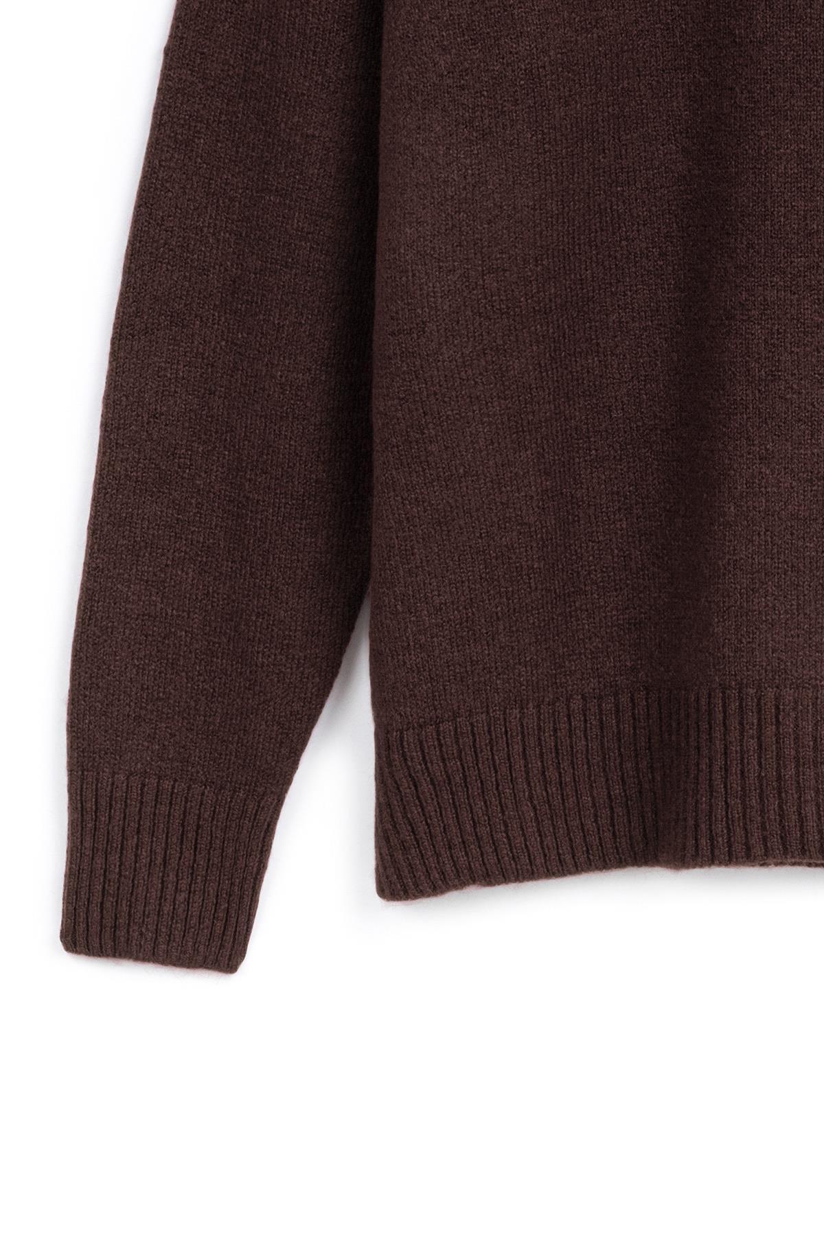 praye  Yarım Boğazlı Triko Kazak Kahverengi - Görsel 4