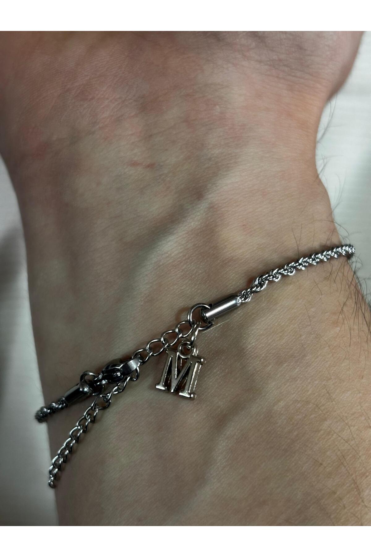 bijoux uniques çelik unisex burgu M harfli bileklik