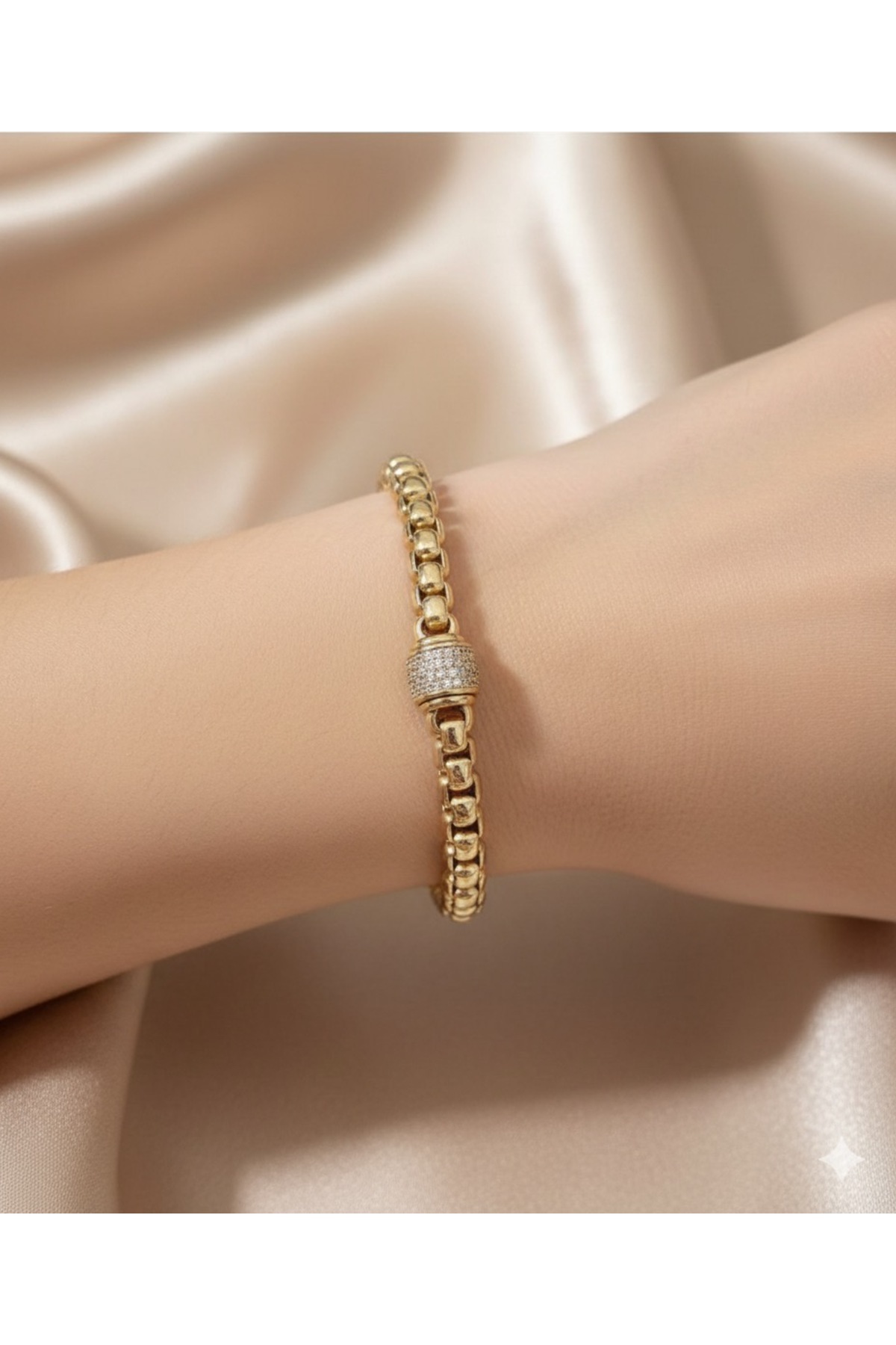 Genel Markalar Taş Detaylı Gurmet Gold Bileklik (14k Gold/17+2cm) görsel 5