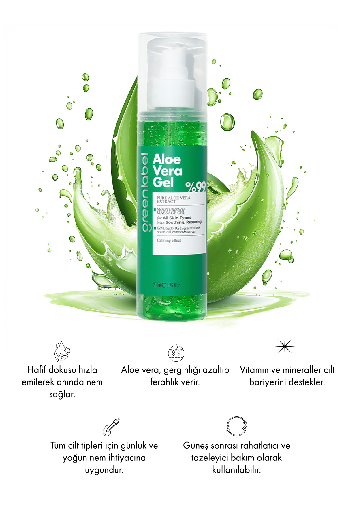 Aloe Vera Gel - Aloe Vera Jel Nemlendirici Ve Yatıştırıcı 200 Ml. — GLK-011 — تصویر 6 از 6