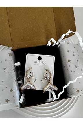 LUMİCOTAKI HEDİYE ÇELİK SEDEFLİ BALIK KUYRUĞU MODEL GOLD ALTIN KÜPE