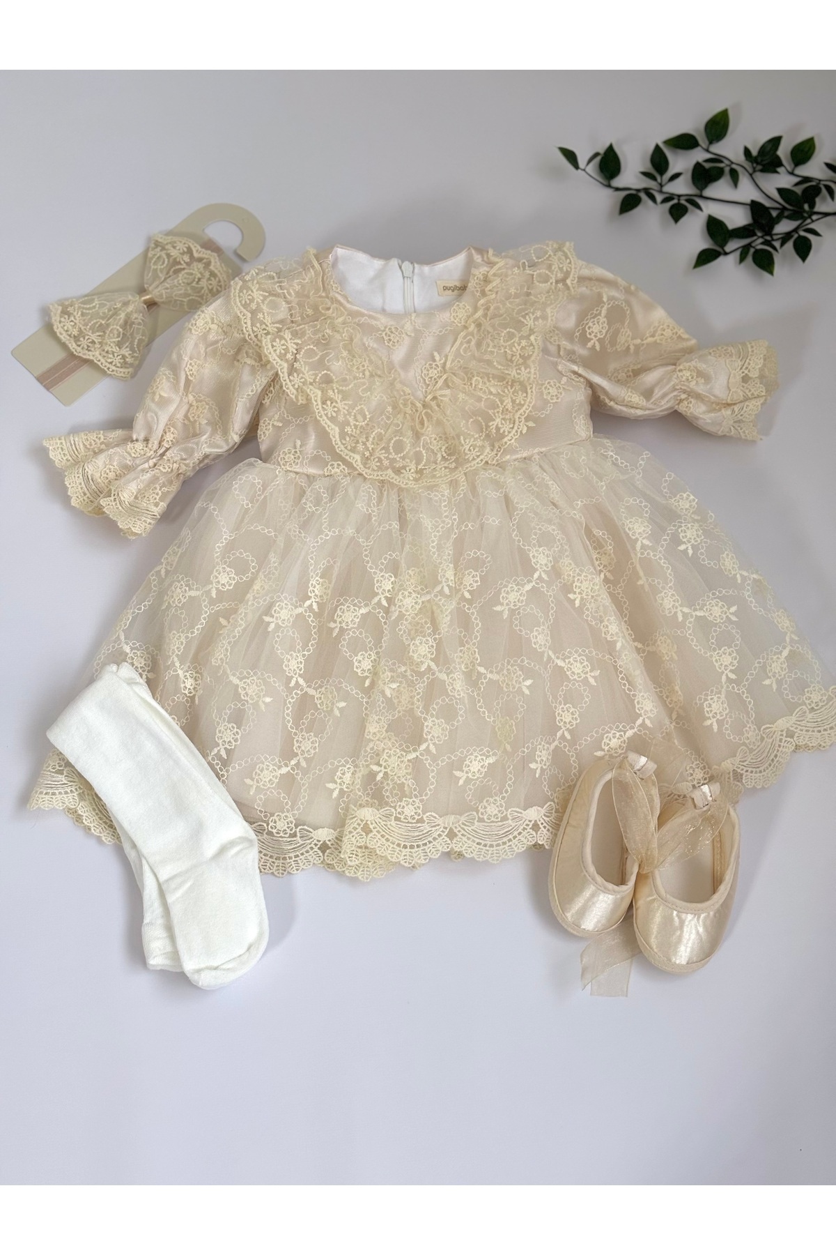 Cherub Baby Sakura Kız Bebek Güpürlü Elbise Yenidoğan Lüx Elbise Seti - Hastane Çıkışı Ve Mevlütlük Takım fotoğrafı 3 (önizleme)