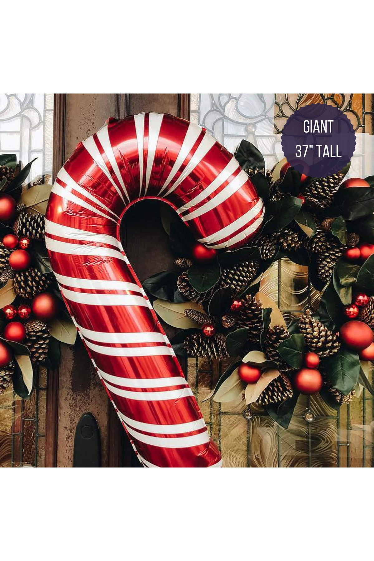 BALON DİYARI Yılbaşı Baston Şeker Kamış Folyo Balon Büyük Boy yeni yıl 80-36cm