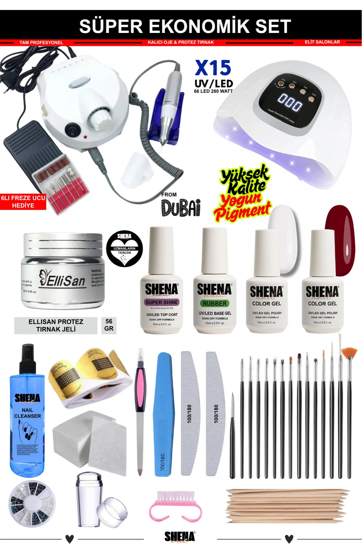 Shena Kalıcı Oje & Protez Tırnak Seti Profesyonel Eko Salon Set